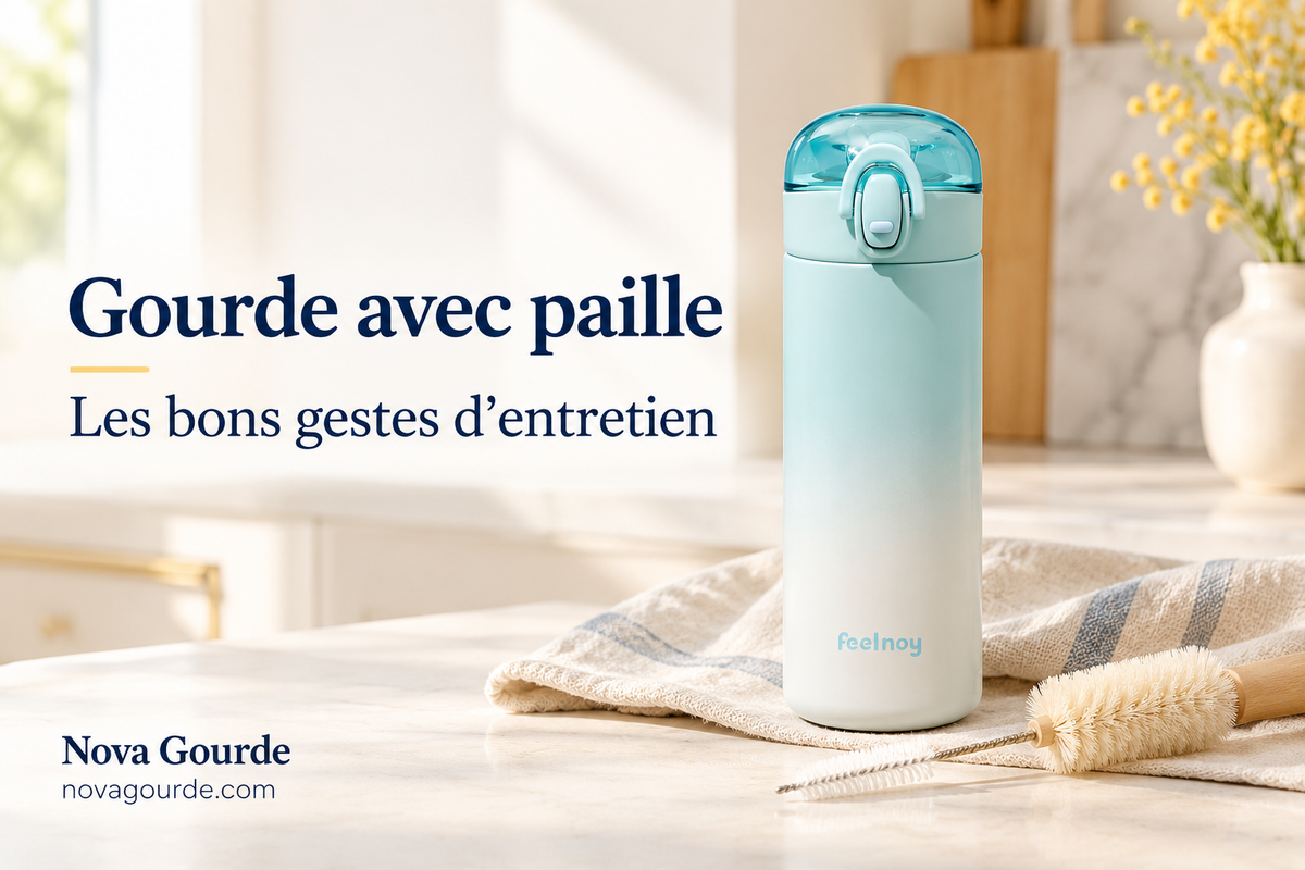 Comment nettoyer une gourde avec paille et son bouchon ?