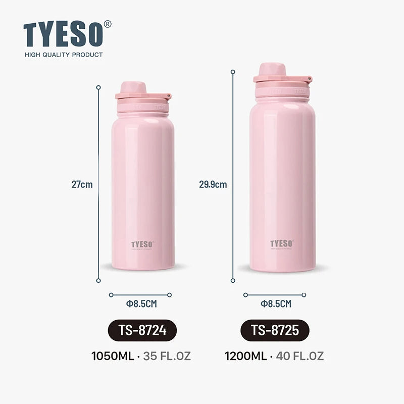 Bouteille isotherme TYESO pour voiture, gourde isolée, gobelet à eau pour les sports de plein air, les voyages, flacons sous vide, tasse thermique en acier inoxydable