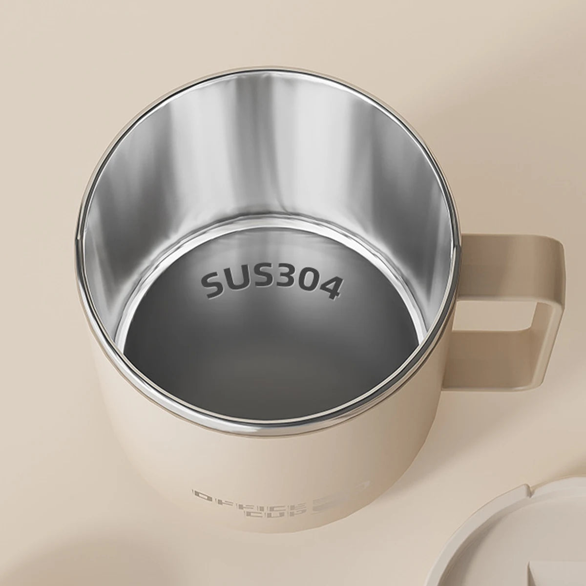 Tasse thermos 400 ml en acier inoxydable double paroi avec poignée et couvercle