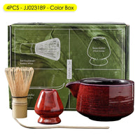 Coffret cadeau - Ensemble de cérémonie du thé japonais Matcha 4/5/6/7 pièces, bol en céramique Chawan, fouet en bambou et cuillère à thé, kit d'outils Matcha pour les amateurs de thé