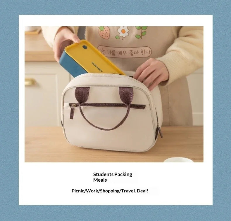 Sac isolé à la mode, sac à déjeuner, sac à Bento, porte une boîte à déjeuner pour travailler ou l'école, sac à main, sac isolé en aluminium épais