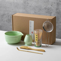 Coffret cadeau - Ensemble de cérémonie du thé japonais Matcha 4/5/6/7 pièces, bol en céramique Chawan, fouet en bambou et cuillère à thé, kit d'outils Matcha pour les amateurs de thé