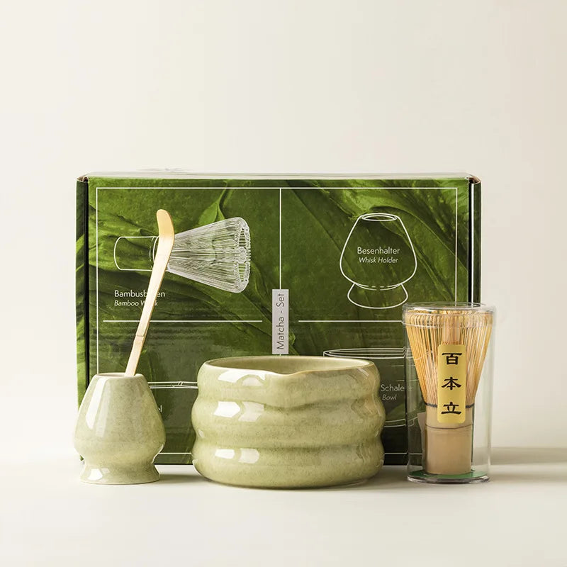 Coffret cadeau - Ensemble Matcha japonais, bol Matcha, outil de pointe de thé, support à moustaches Matcha, 4/7 pièces