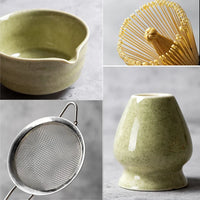 Coffret cadeau - Ensemble de cérémonie du thé japonais Matcha 4/5/6/7 pièces, bol en céramique Chawan, fouet en bambou et cuillère à thé, kit d'outils Matcha pour les amateurs de thé