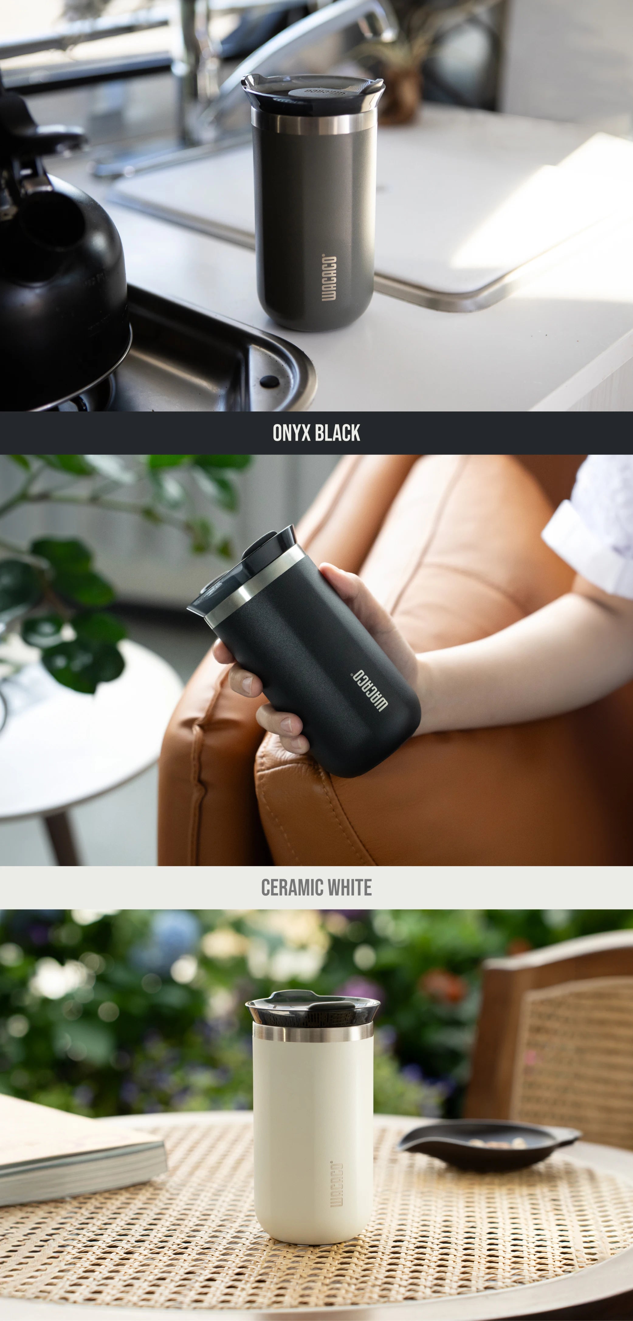 Gourde WACACO isotherme en acier inoxydable à double paroi avec couvercle