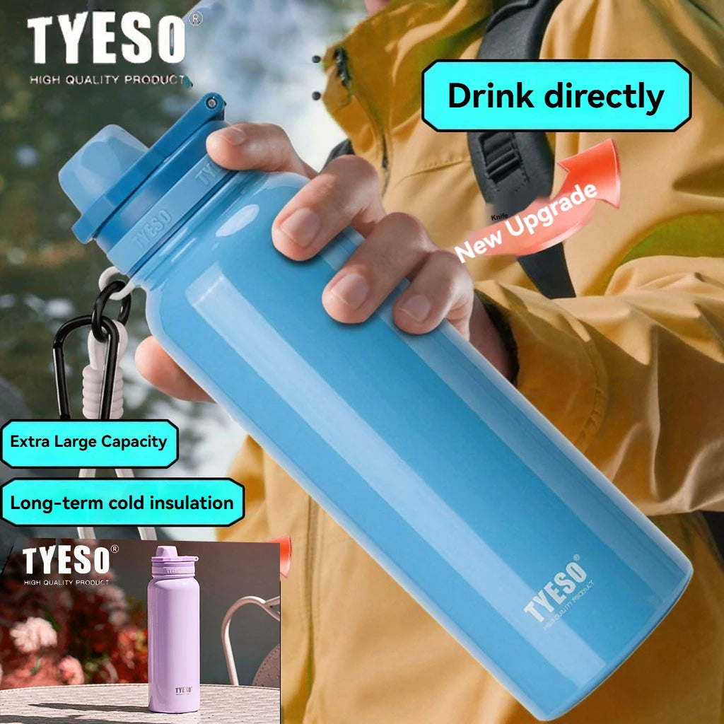 Bouteille isotherme TYESO pour voiture, gourde isolée, gobelet à eau pour les sports de plein air, les voyages, flacons sous vide, tasse thermique en acier inoxydable