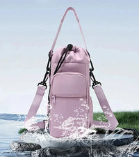 Sac de bouteille d'eau Portable avec sangle réglable, tasses thermiques, housse de protection isolée, poche pour téléphone, sac de voyage pour Sports de plein air