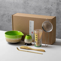 Coffret cadeau - Ensemble de cérémonie du thé japonais Matcha 4/5/6/7 pièces, bol en céramique Chawan, fouet en bambou et cuillère à thé, kit d'outils Matcha pour les amateurs de thé