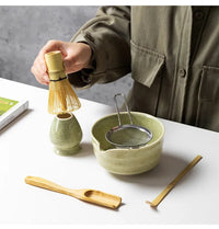 Coffret cadeau - Ensemble de cérémonie du thé japonais Matcha 4/5/6/7 pièces, bol en céramique Chawan, fouet en bambou et cuillère à thé, kit d'outils Matcha pour les amateurs de thé