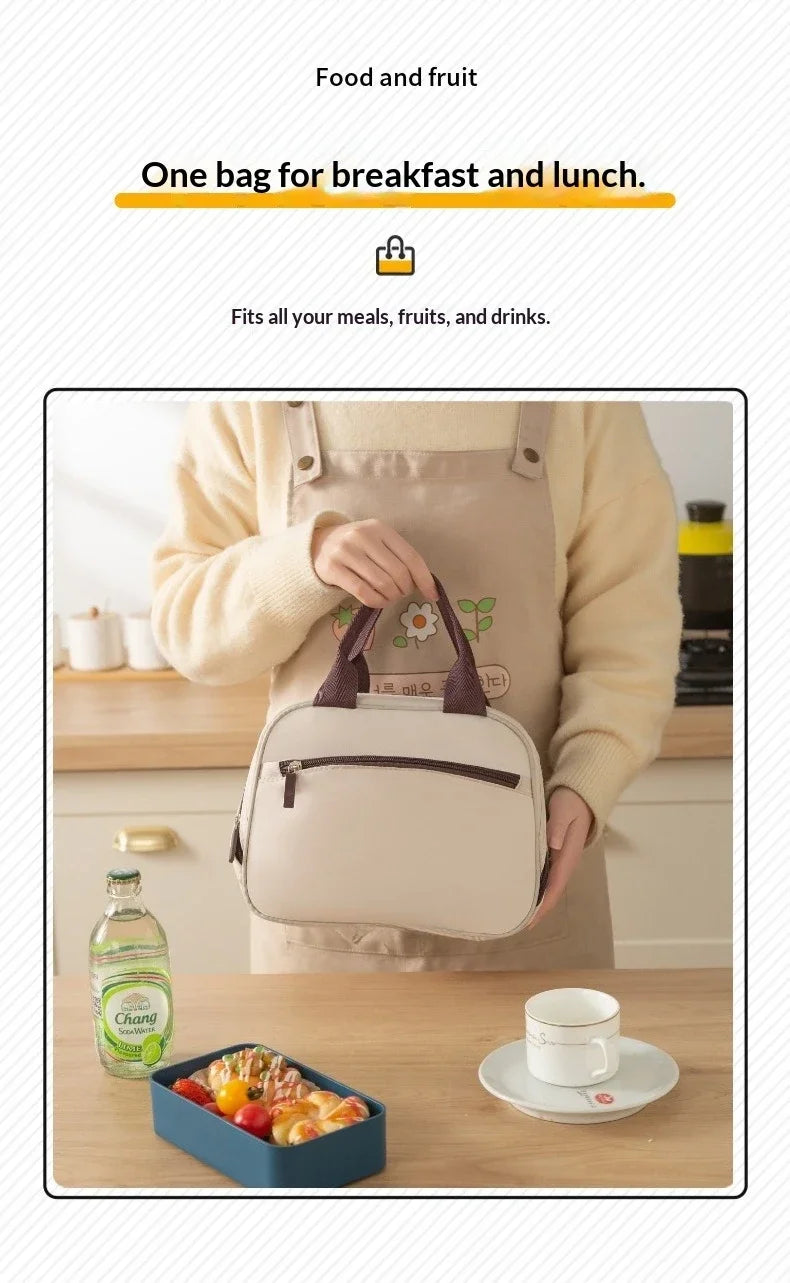 Sac isolé à la mode, sac à déjeuner, sac à Bento, porte une boîte à déjeuner pour travailler ou l'école, sac à main, sac isolé en aluminium épais