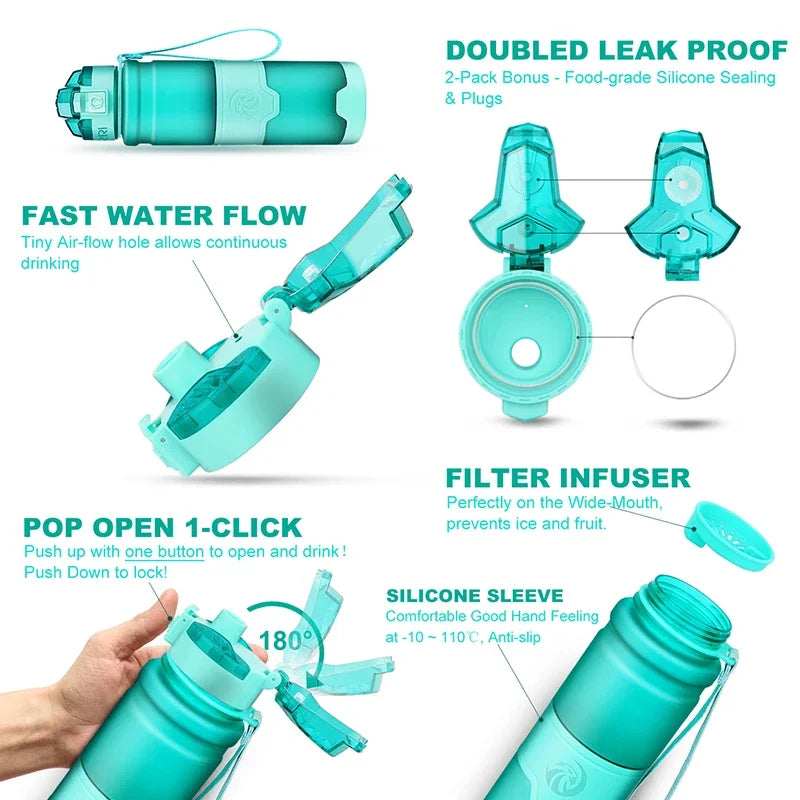 Gourde Shaker Protéines ZORRI – Sans BPA, Écologique, pour Fitness, Musculation, Randonnée et Sport
