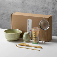 Coffret cadeau - Ensemble de cérémonie du thé japonais Matcha 4/5/6/7 pièces, bol en céramique Chawan, fouet en bambou et cuillère à thé, kit d'outils Matcha pour les amateurs de thé