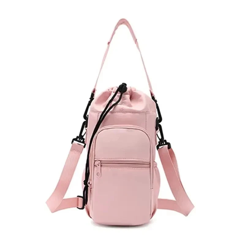 Sac de bouteille d'eau Portable avec sangle réglable, tasses thermiques, housse de protection isolée, poche pour téléphone, sac de voyage pour Sports de plein air