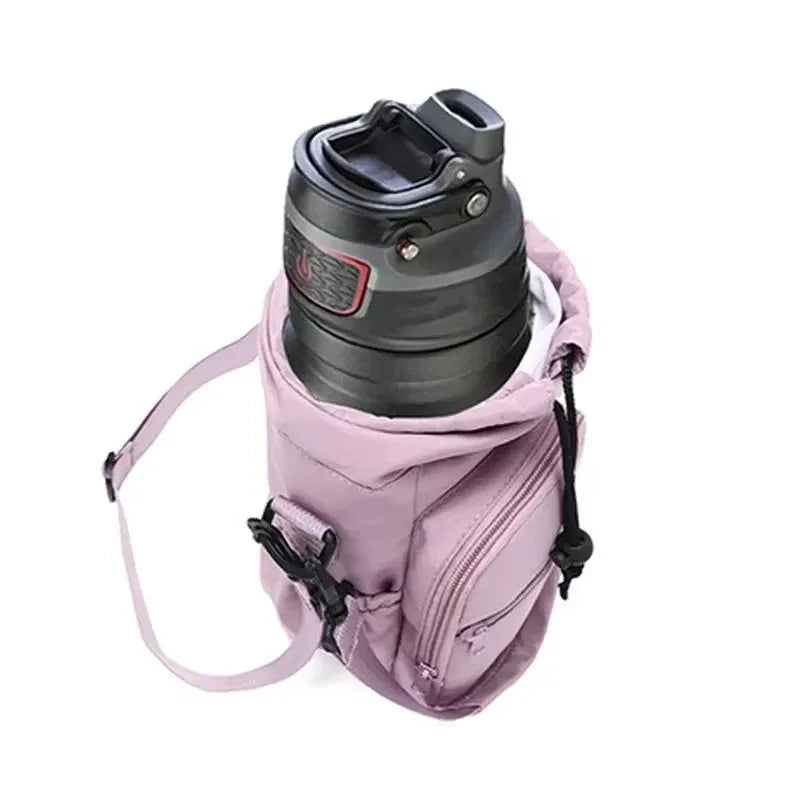 Sac de bouteille d'eau Portable avec sangle réglable, tasses thermiques, housse de protection isolée, poche pour téléphone, sac de voyage pour Sports de plein air