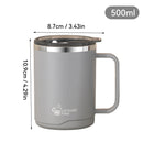 Tasse thermos 400 ml en acier inoxydable double paroi avec poignée et couvercle