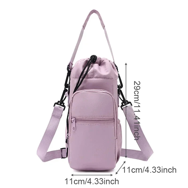 Sac de bouteille d'eau Portable avec sangle réglable, tasses thermiques, housse de protection isolée, poche pour téléphone, sac de voyage pour Sports de plein air
