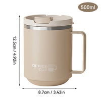 Tasse thermos 400 ml en acier inoxydable double paroi avec poignée et couvercle