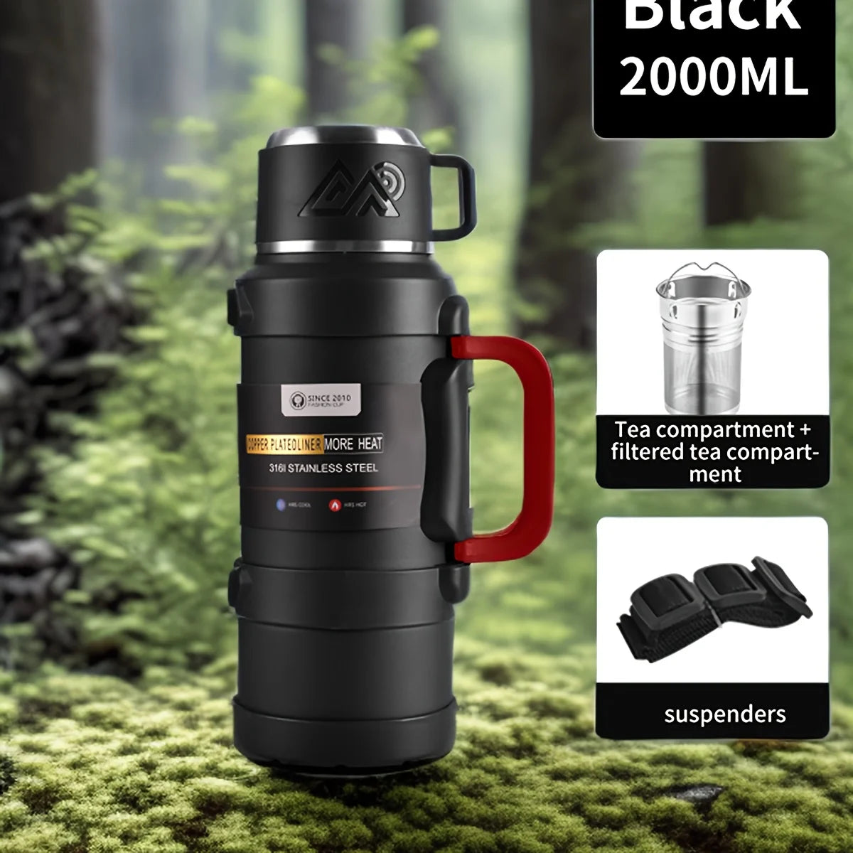Gourde Thermos avec Gobelet Intégré – Multi-Capacité pour Sport, Randonnée, Camping et Van Life