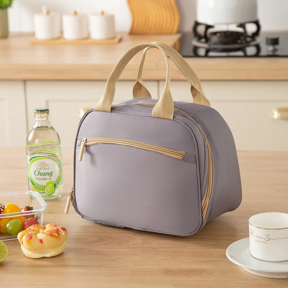 Sac isolé à la mode, sac à déjeuner, sac à Bento, porte une boîte à déjeuner pour travailler ou l'école, sac à main, sac isolé en aluminium épais
