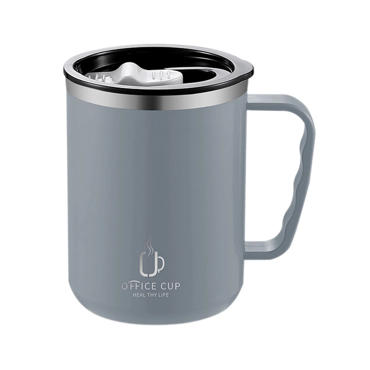 Tasse thermos 400 ml en acier inoxydable double paroi avec poignée et couvercle