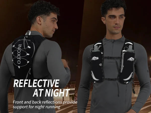 Gilet de course pour femmes et hommes, sangles de poitrine réglables, gilet d'hydratation de course avec flacon souple de 500ml, réfléchissant léger et respirant