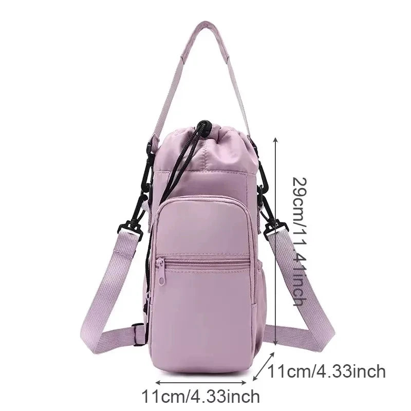 Sac de bouteille d'eau Portable avec sangle réglable, tasses thermiques, housse de protection isolée, poche pour téléphone, sac de voyage pour Sports de plein air