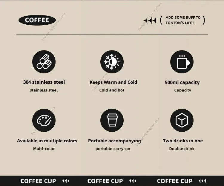 Tasse thermos 400 ml en acier inoxydable double paroi avec poignée et couvercle