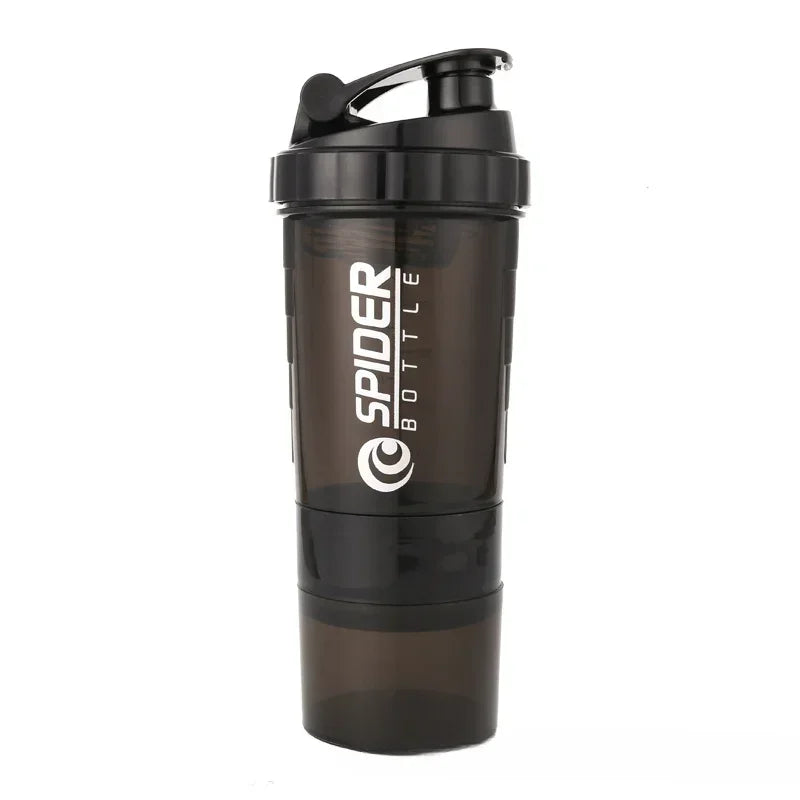 Bouteille de protéines SPIDER 500ml, Shaker de poudre avec récipient de stockage de poudre, grande bouteille d'eau avec boule d'agitation en fil