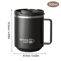 Tasse thermos 400 ml en acier inoxydable double paroi avec poignée et couvercle