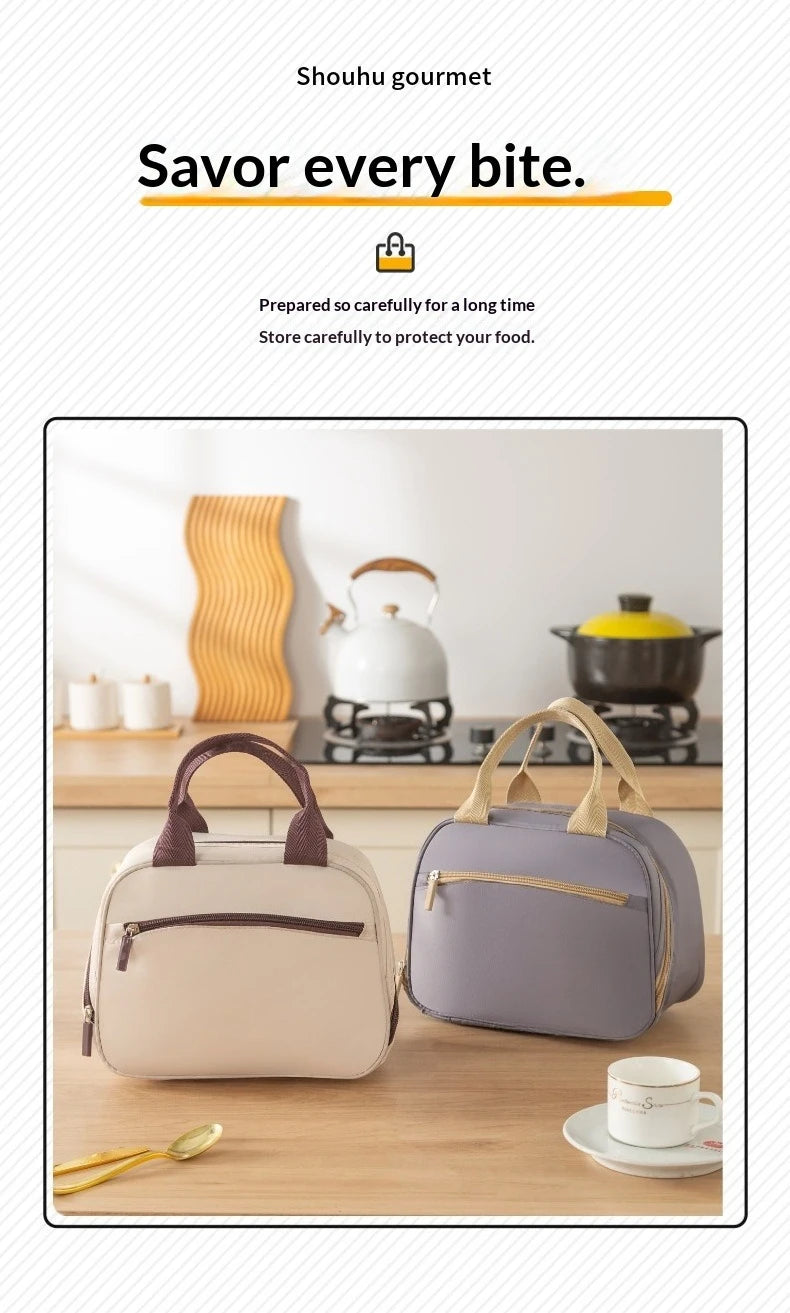 Sac isolé à la mode, sac à déjeuner, sac à Bento, porte une boîte à déjeuner pour travailler ou l'école, sac à main, sac isolé en aluminium épais