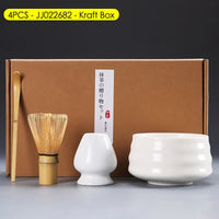 Coffret cadeau - Ensemble de cérémonie du thé japonais Matcha 4/5/6/7 pièces, bol en céramique Chawan, fouet en bambou et cuillère à thé, kit d'outils Matcha pour les amateurs de thé