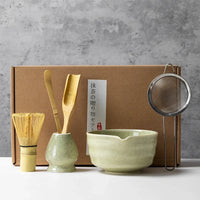 Coffret cadeau - Ensemble de cérémonie du thé japonais Matcha 4/5/6/7 pièces, bol en céramique Chawan, fouet en bambou et cuillère à thé, kit d'outils Matcha pour les amateurs de thé