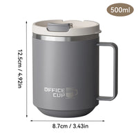 Tasse thermos 400 ml en acier inoxydable double paroi avec poignée et couvercle