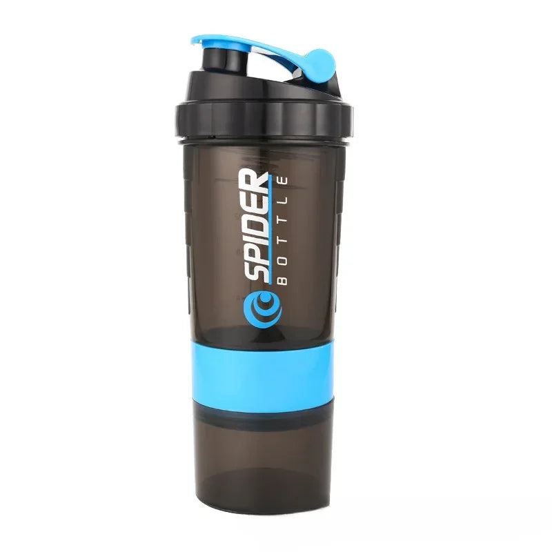 Bouteille de protéines SPIDER 500ml, Shaker de poudre avec récipient de stockage de poudre, grande bouteille d'eau avec boule d'agitation en fil