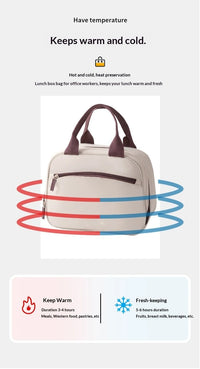 Sac isolé à la mode, sac à déjeuner, sac à Bento, porte une boîte à déjeuner pour travailler ou l'école, sac à main, sac isolé en aluminium épais