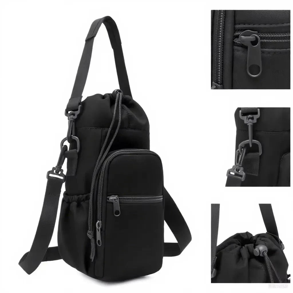 Sac de bouteille d'eau Portable avec sangle réglable, tasses thermiques, housse de protection isolée, poche pour téléphone, sac de voyage pour Sports de plein air