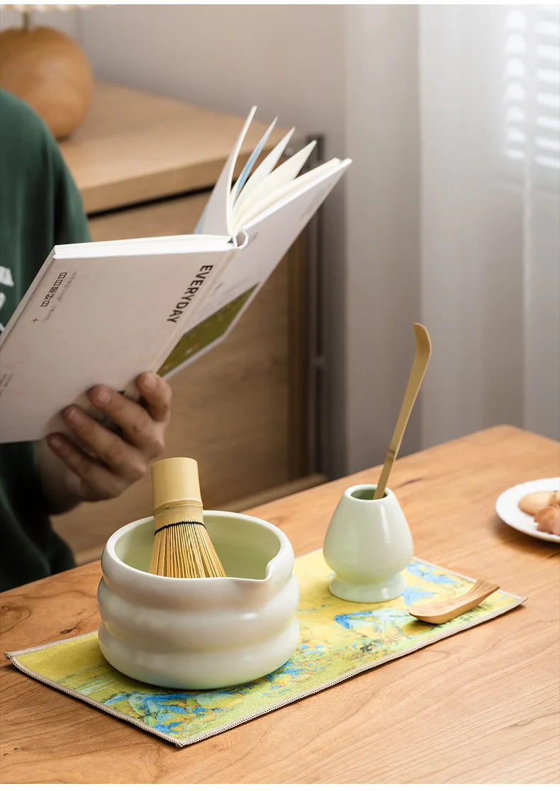 Coffret cadeau - Ensemble Matcha japonais, bol Matcha, outil de pointe de thé, support à moustaches Matcha, 4/7 pièces