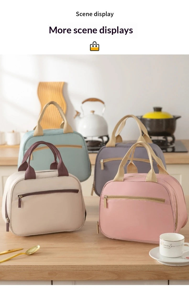Sac isolé à la mode, sac à déjeuner, sac à Bento, porte une boîte à déjeuner pour travailler ou l'école, sac à main, sac isolé en aluminium épais