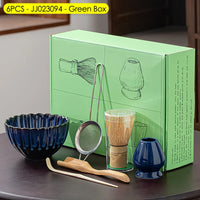 Coffret cadeau - Ensemble de cérémonie du thé japonais Matcha 4/5/6/7 pièces, bol en céramique Chawan, fouet en bambou et cuillère à thé, kit d'outils Matcha pour les amateurs de thé
