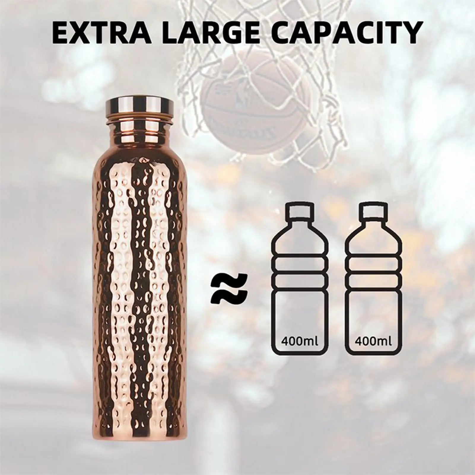 Bouteille d'eau en cuivre isolée anti-fuite, tasse Portable étanche de 800ml pour salle de sport, Camping, voyage, travail d'hydratation