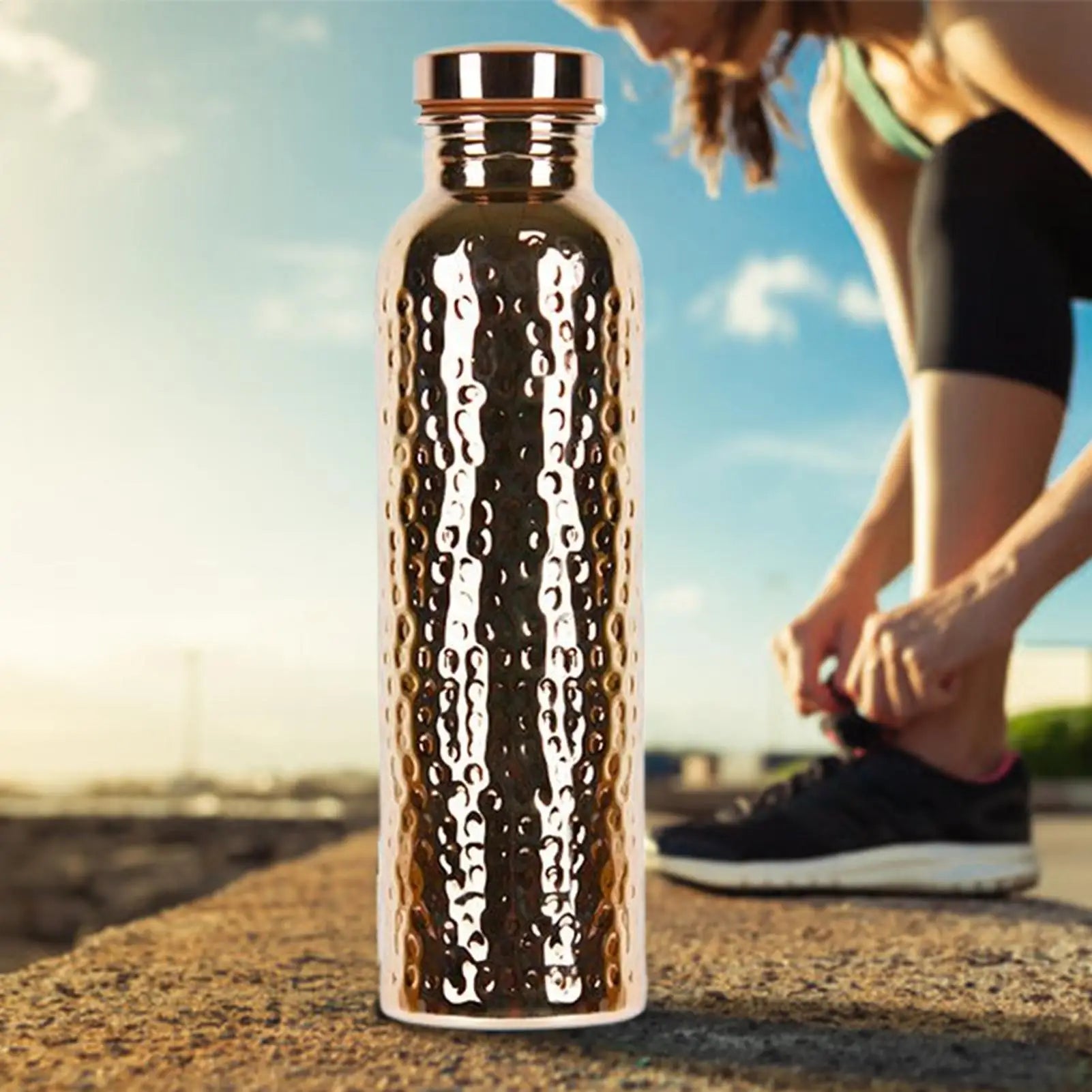 Bouteille d'eau en cuivre isolée anti-fuite, tasse Portable étanche de 800ml pour salle de sport, Camping, voyage, travail d'hydratation