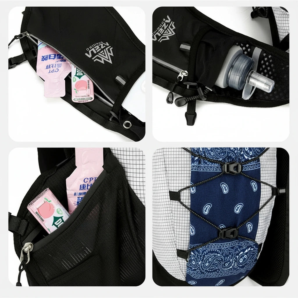 Sac de running trail 2.5 L ultra-léger avec gilet d'hydratation respirant – Compatible poche à eau 1,5 L et gourdes souples 500 ml – Sac de course à pied, trail, marathon, randonnée, jogging et vélo