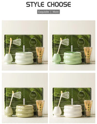 Coffret cadeau - Ensemble Matcha japonais, bol Matcha, outil de pointe de thé, support à moustaches Matcha, 4/7 pièces