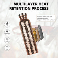Bouteille d'eau en cuivre isolée anti-fuite, tasse Portable étanche de 800ml pour salle de sport, Camping, voyage, travail d'hydratation