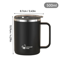 Tasse thermos 400 ml en acier inoxydable double paroi avec poignée et couvercle