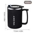 Tasse thermos 400 ml en acier inoxydable double paroi avec poignée et couvercle