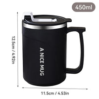 Tasse thermos 400 ml en acier inoxydable double paroi avec poignée et couvercle