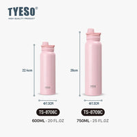 Bouteille isotherme TYESO pour voiture, gourde isolée, gobelet à eau pour les sports de plein air, les voyages, flacons sous vide, tasse thermique en acier inoxydable