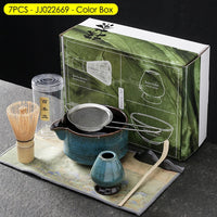Coffret cadeau - Ensemble de cérémonie du thé japonais Matcha 4/5/6/7 pièces, bol en céramique Chawan, fouet en bambou et cuillère à thé, kit d'outils Matcha pour les amateurs de thé