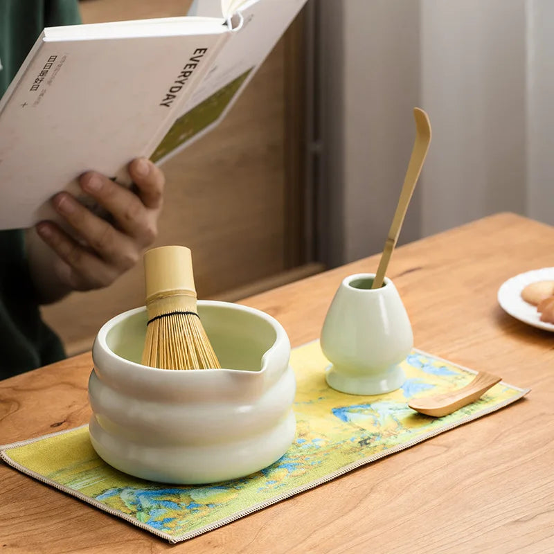 Coffret cadeau - Ensemble Matcha japonais, bol Matcha, outil de pointe de thé, support à moustaches Matcha, 4/7 pièces